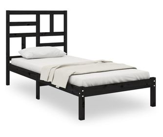 Okvir za krevet od masivnog drva crni 75 x 190 cm 2FT6 mali