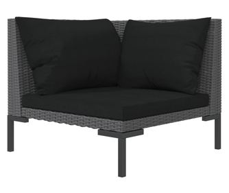 Градински диван с възглавници, полукръгъл полиратан