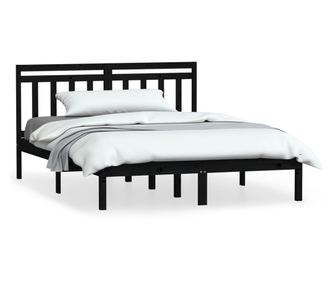 Okvir za krevet od masivne borovine crni 140 x 190 cm crni