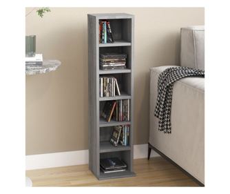 Ντουλάπι CD, Sonoma Grey, 21x20x88 εκ., Μασίφ Ξύλο