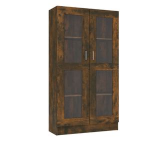 Шкаф витрина, опушен дъб, 82,5x30,5x150 см, инженерно дърво