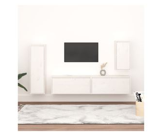 TV komode, 4 kom., bijela, masivno drvo bora