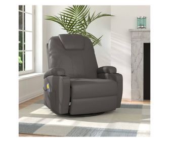 Masážní houpací křeslo, antracit, ekologická kůže