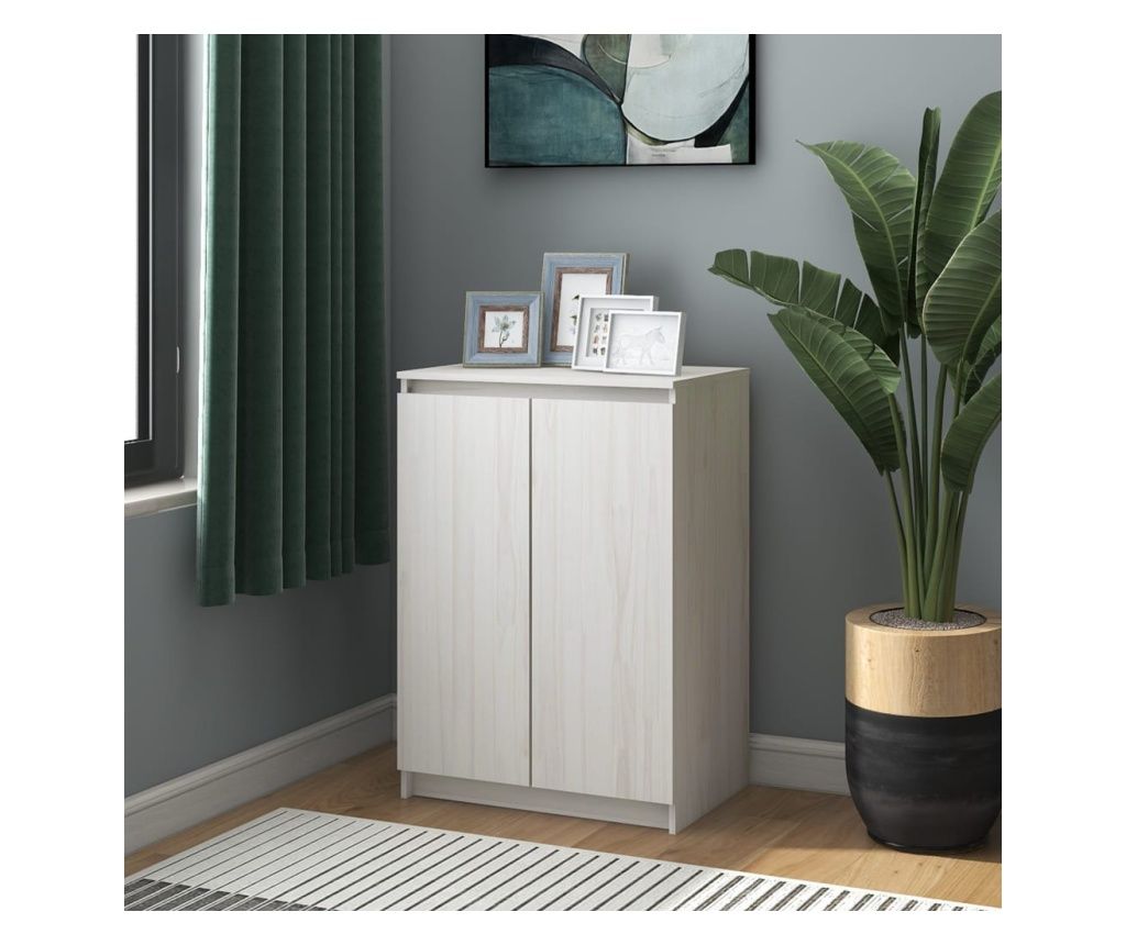 Sideboard, 60x36x84 cm, White, Solid Pine Wood