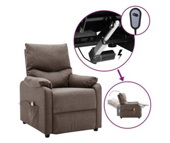 Masážní křeslo s elektrickým sklápěním, šedohnědé, textil