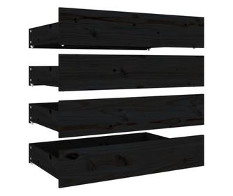 Ladice za krevet 4 kom crne od masivne borovine