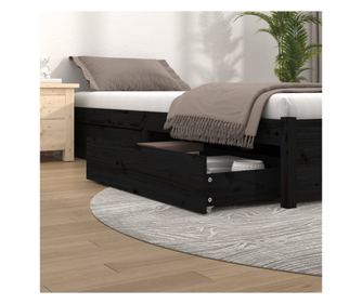 Šuplíky na postel, 4 ks, černé, masivní borové dřevo