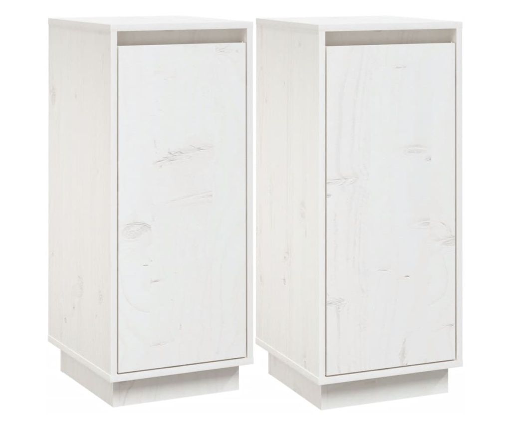 Komode 2 kom bijele 31,5 x 34 x 75 cm od masivne borovine 