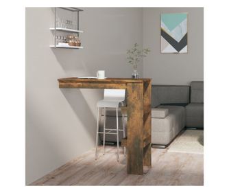 Επικαθήμενο Επιτραπέζιο Μπαρ Τοίχου από Καπνιστό Δρυ 102x45x103.5εκ. Επεξεργασμένο Ξύλο