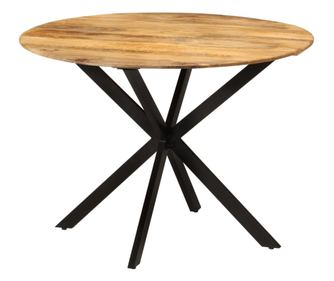 Τραπέζι Κουζίνας, Ø110x78 εκ., Μασίφ Ξύλο Μάνγκο και Ατσάλι