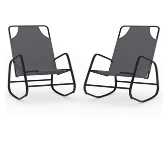 Люлеещи се шезлонги, 2 бр, сиви, стомана и textilene
