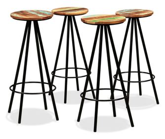 Barski stolčki 4 kosi trden predelan les