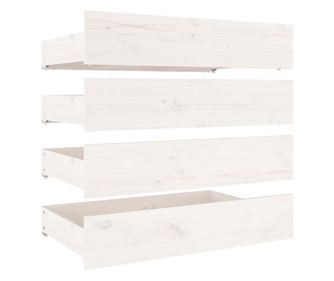 Чекмеджета за легло, 4 бр, бели, бор масив