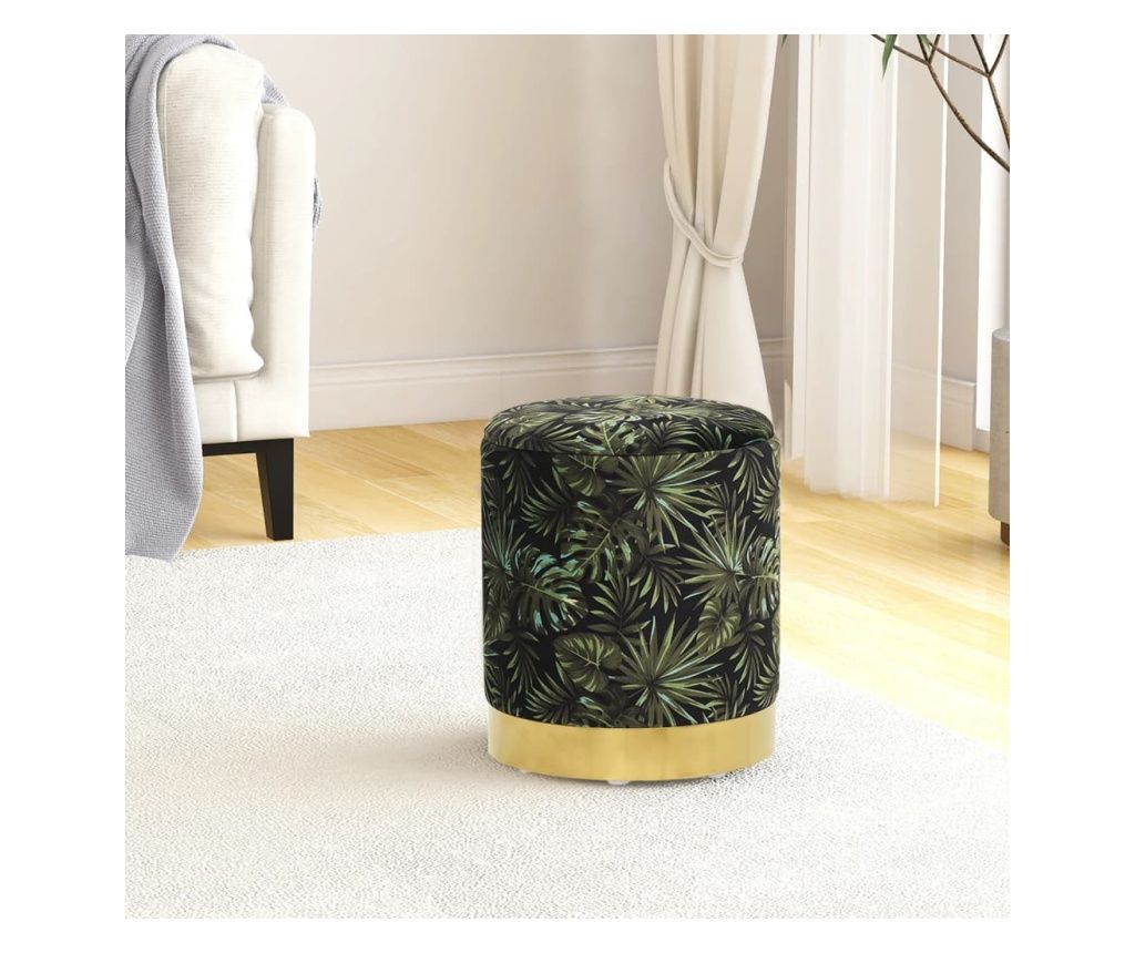 Taburet depozitare rotund, multicolor, material textil