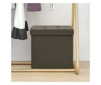 Сгъваема табуретка за съхранение, тъмнокафява, имитация на плат