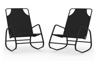 Люлеещи се шезлонги, 2 бр, черни, стомана и textilene