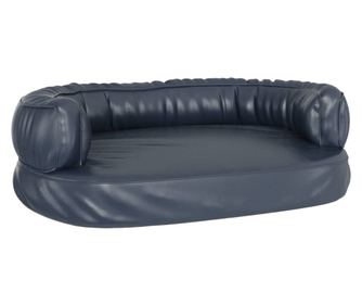 Pat de caini, spuma ergonomica, albastru, 75x53 cm, piele eco