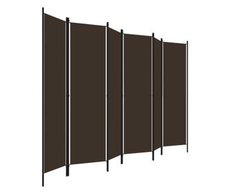 Paravan za sobo s 6 paneli, rjav, 300 x 180 cm