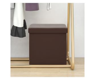Сгъваема табуретка за съхранение, кафява, PVC