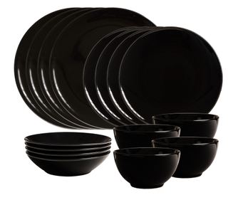 Set Complet Serviciu De Masa, Abyss, 16 piese, Cesiro, Negru Lucios