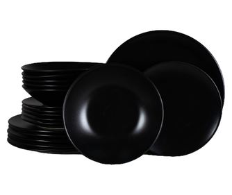 Set Complet Serviciu De Masa, Abyss, 18 piese, Cesiro, Negru Mat