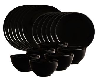 Set Complet Serviciu De Masa, Abyss, 18 piese, Cesiro, Negru Abis Lucios