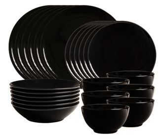 Set Complet Serviciu De Masa, Abyss, 24 piese, Cesiro, Negru Lucios