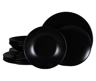 Set Complet Serviciu De Masa, Abyss, 12 piese, Cesiro, Negru Mat