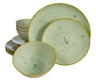 Set Complet Serviciu De Masa, Light Pistachio, 12 piese, Cesiro, Verde Pastel Lucios
