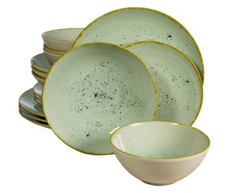 Set Complet Serviciu De Masa, Light Pistachio, 16 piese, Cesiro, Verde Pastel