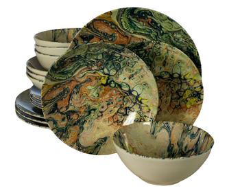 Set Complet Serviciu De Masa, Abstract Art, 16 piese, Cesiro, Multicolor