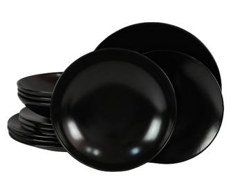 Set Complet Serviciu De Masa, Night, 12 piese, Cesiro, Negru Mat