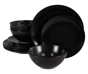 Set Complet Serviciu De Masa, Night, 12 piese, Cesiro, Negru Abis Mat