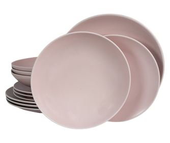 Set Complet Serviciu De Masa, Milkshake, 12 piese, Cesiro, Roz Mat
