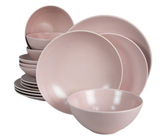 Set Complet Serviciu De Masa, Milkshake, 16 piese, Cesiro, Roz Mat