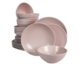 Set Complet Serviciu De Masa, Milkshake, 24 piese, Cesiro, Roz Mat