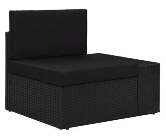 Modularni kutni kauč s lijevim naslonom za ruke, crni, poliratan