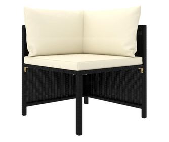 Canapea modulară cu pernă, colțar, negru, poliratan