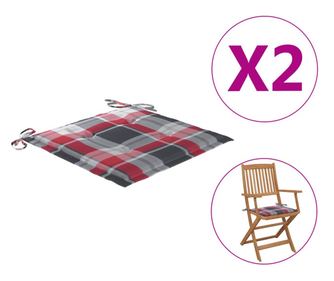 Jastuci za vrtne stolice 2kom crveni karirani 40x40x3cm tkanina