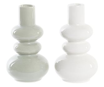 Ваза DKD Home Decor Керамика Мента Бял (7,5 x 7,5 x 14 cm) (2 броя)