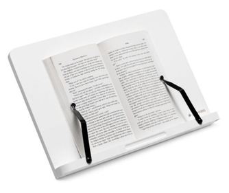 Бамбуков държач за книги Navaris, 2 регулируеми подлакътника, 33 х 24 см, Бял, 52801.2.02