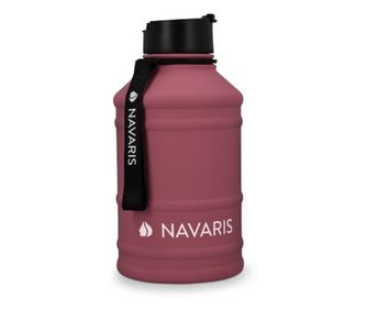 Едностенна бутилка за вода Navaris от неръждаема стомана, 2,2 литра, розова, 51084.26