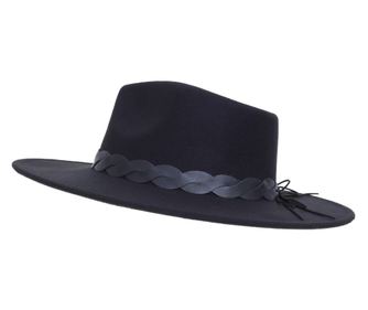 Palarie fedora din stofa, PAMI, PD-0522-52, 58 cm Negru