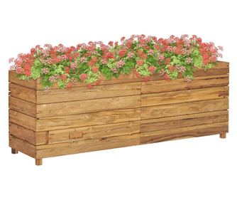 Strat înălțat, 150x40x55 cm, lemn de tec reciclat și oțel