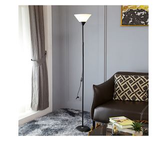 Lampadar Veioza, Model 8004, Fix, Otel/Plastic/Polietilenic, Negru, Inaltime 165 cm