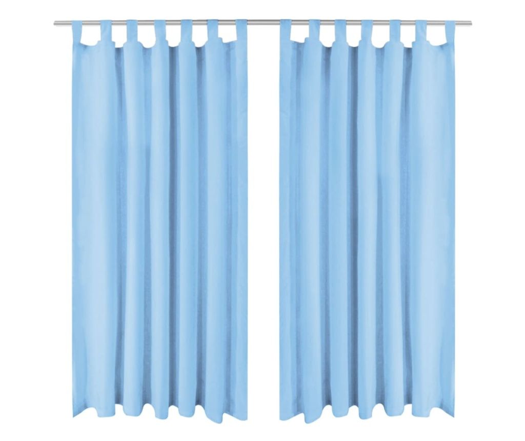 Zavese iz mikro-satina s sponkami, 2 kosa, 140 x 175 cm, turkizna