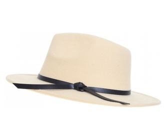 Palarie fedora din stofa, PAMI, PD-0522-65, 58 cm Crem