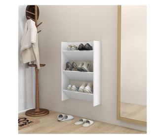 Pantofar de perete, alb, 60x18x90 cm, PAL