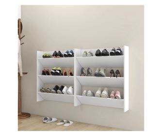 Pantofare de perete, 2 buc., alb, 80x18x90 cm, PAL