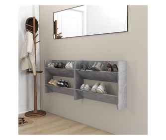 Pantofare de perete, 2 buc., gri beton, 80x18x60 cm, PAL